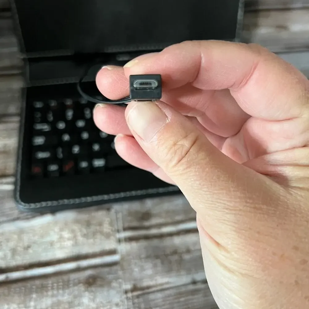 Tablet case and Keyboard. Can hold up to a 9” tablet.